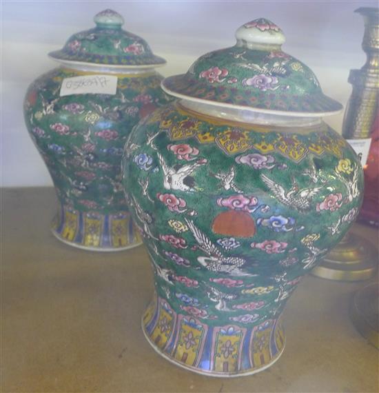 Pair of Chinese lidded jars
